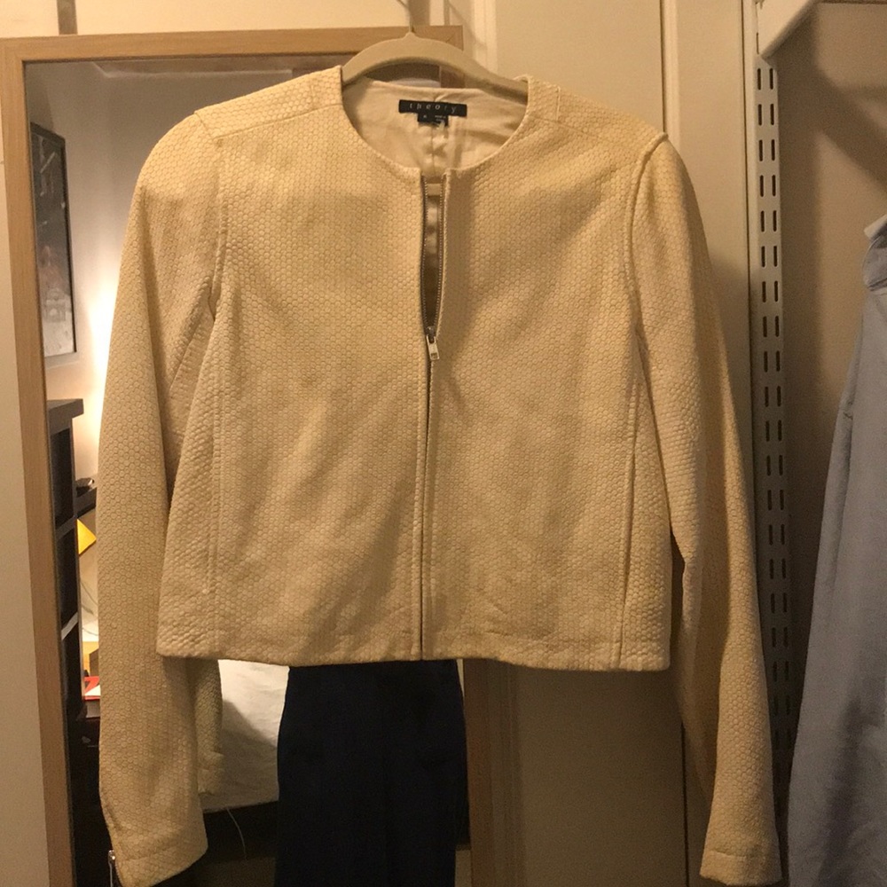 THEORY White goat leather jacket